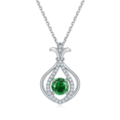 Round Cut Green Crystal Small Gourd Necklace