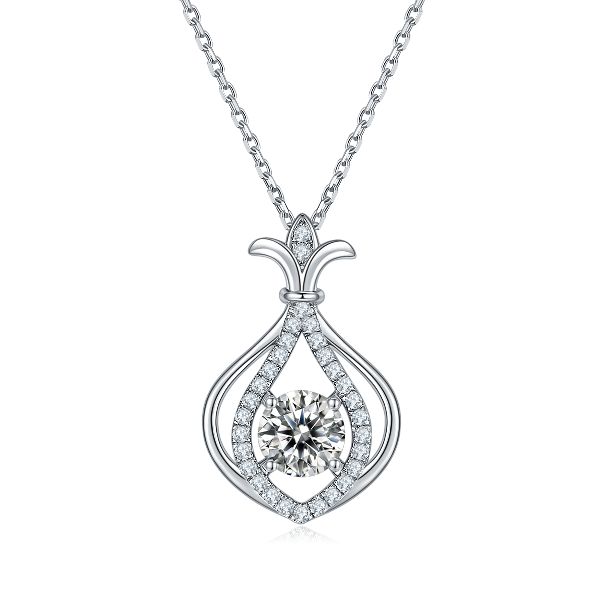 Small Gourd with Round Cut Moissanite Necklace