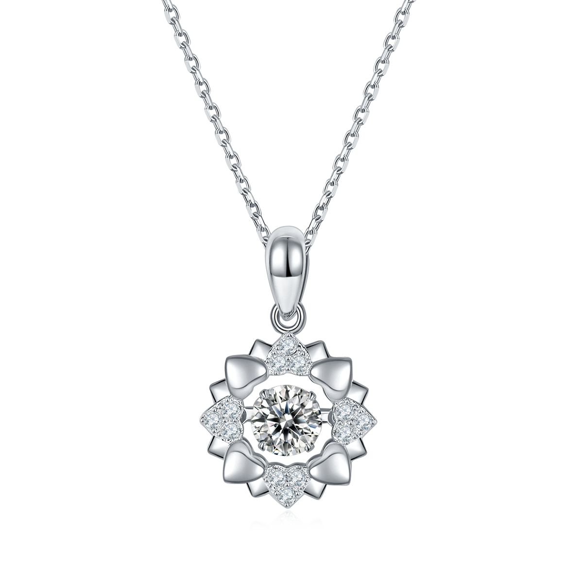 Circluar Heart Shape 0.5Carat Moissanite Necklace