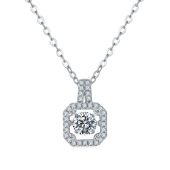 Square 0.5Carat Round Moissanite Necklace