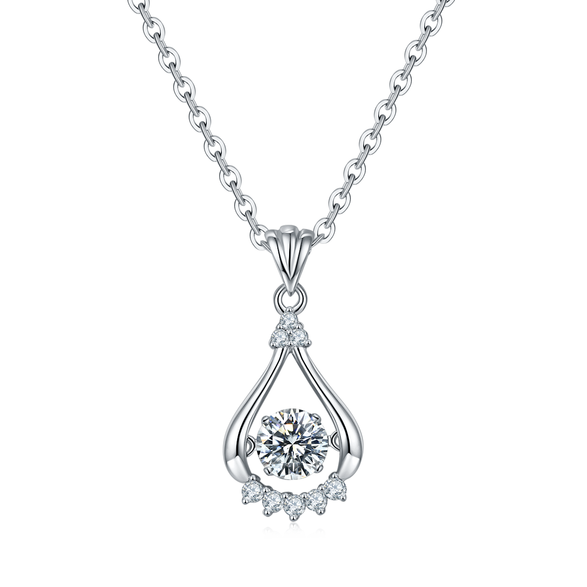 Teardrop 0.5Carat Round Moissanite Necklace