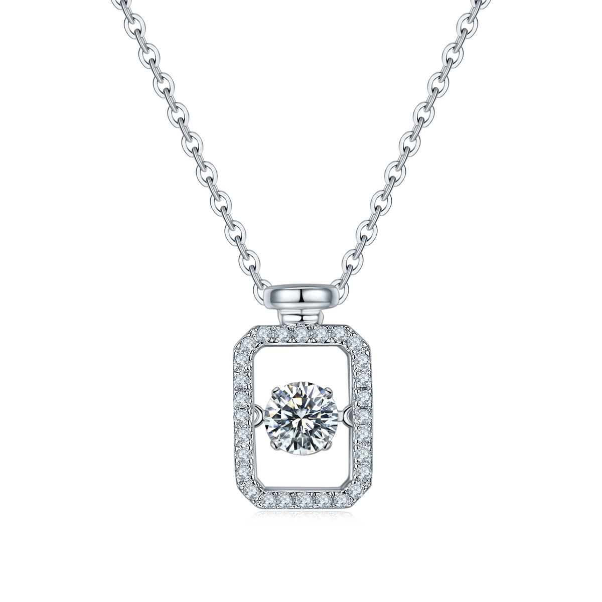 Perfume Bottle 0.5Carat Moissanite Necklace