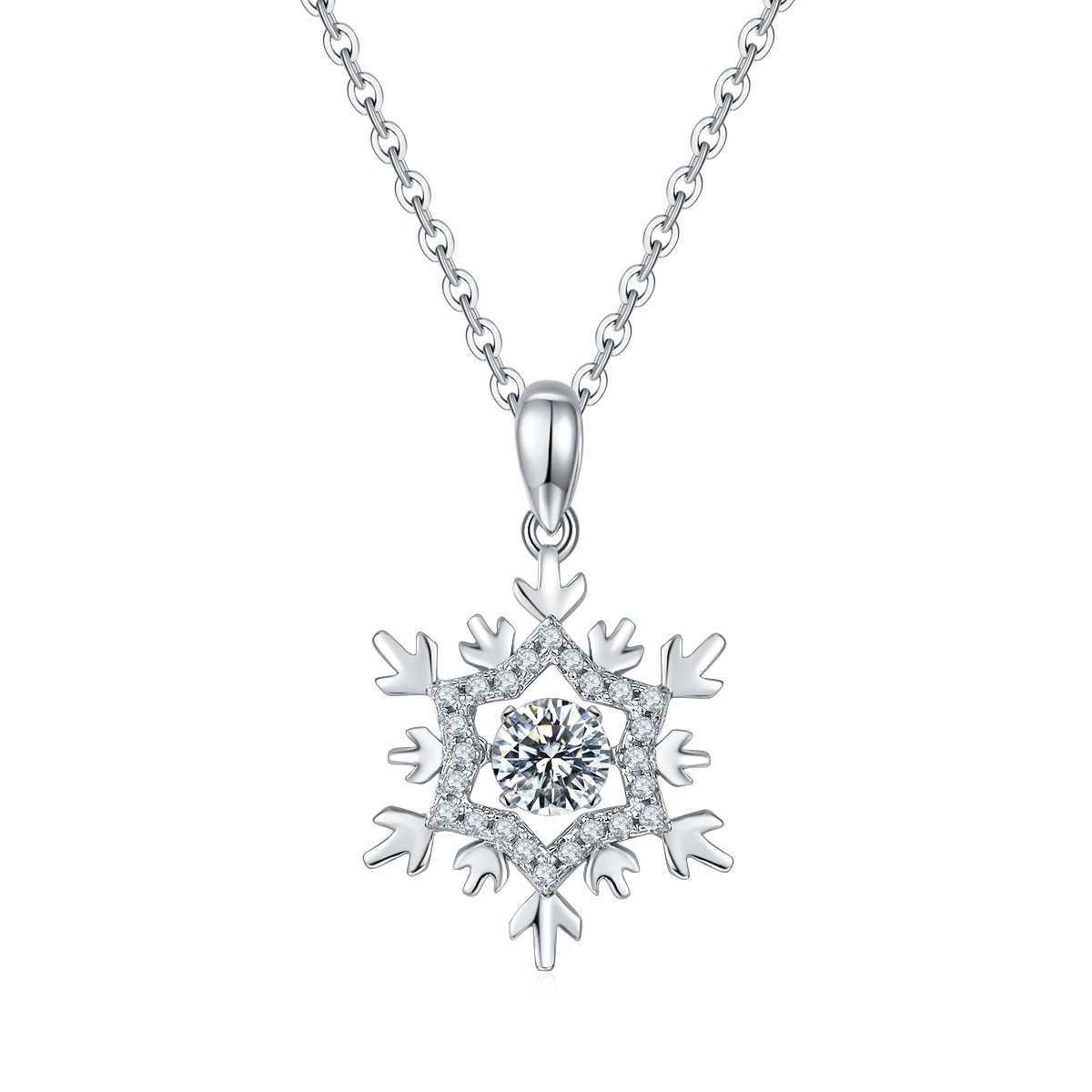 Snowflake 0.5Carat Round Moissanite Necklace