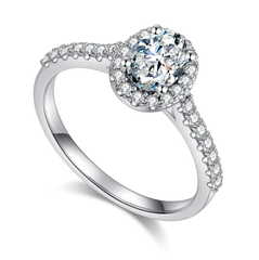 Cathedral Halo 1.0Carat Oval Moissanite Ring