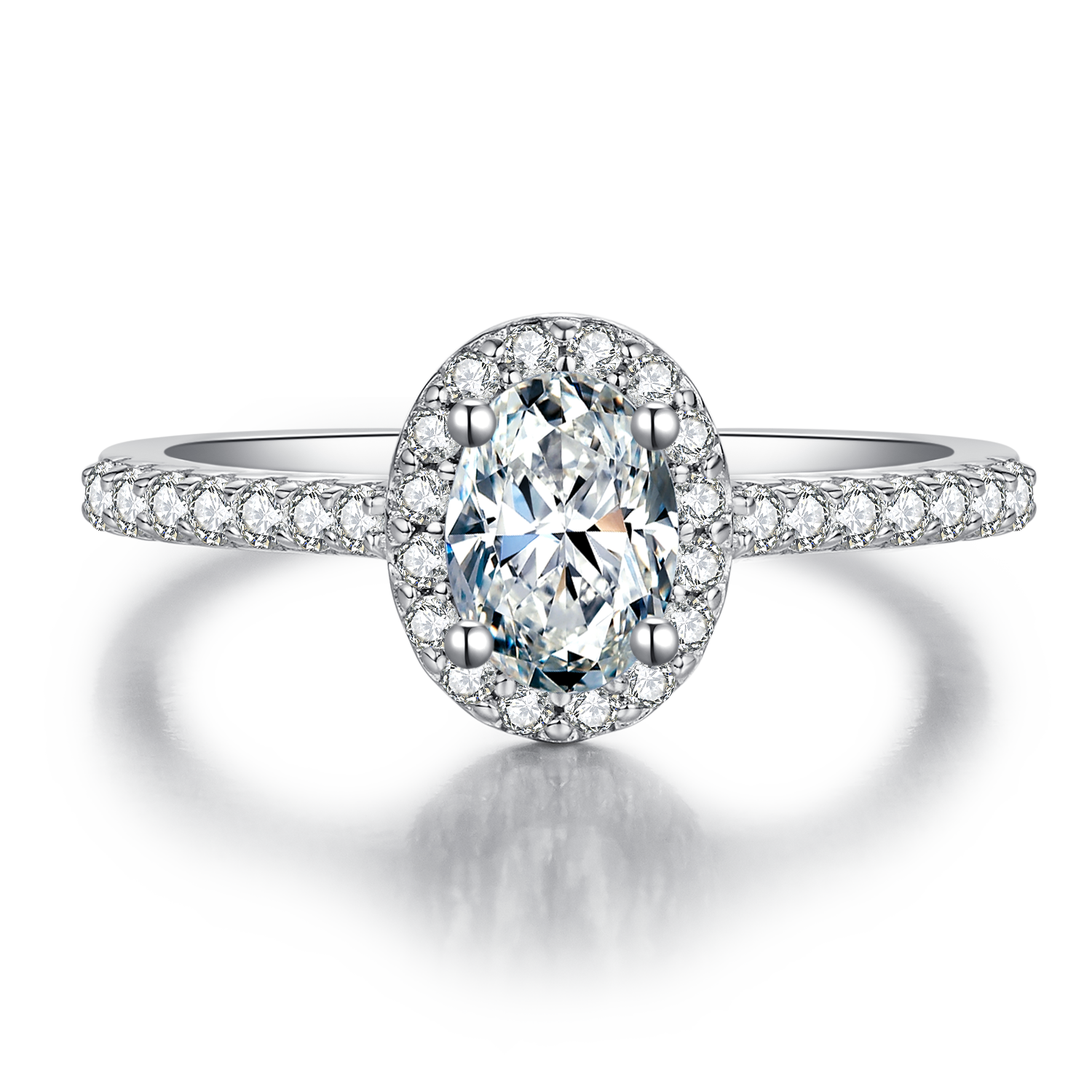 Cathedral Halo 1.0Carat Oval Moissanite Ring