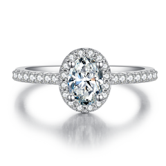 Cathedral Halo 1.0Carat Oval Moissanite Ring