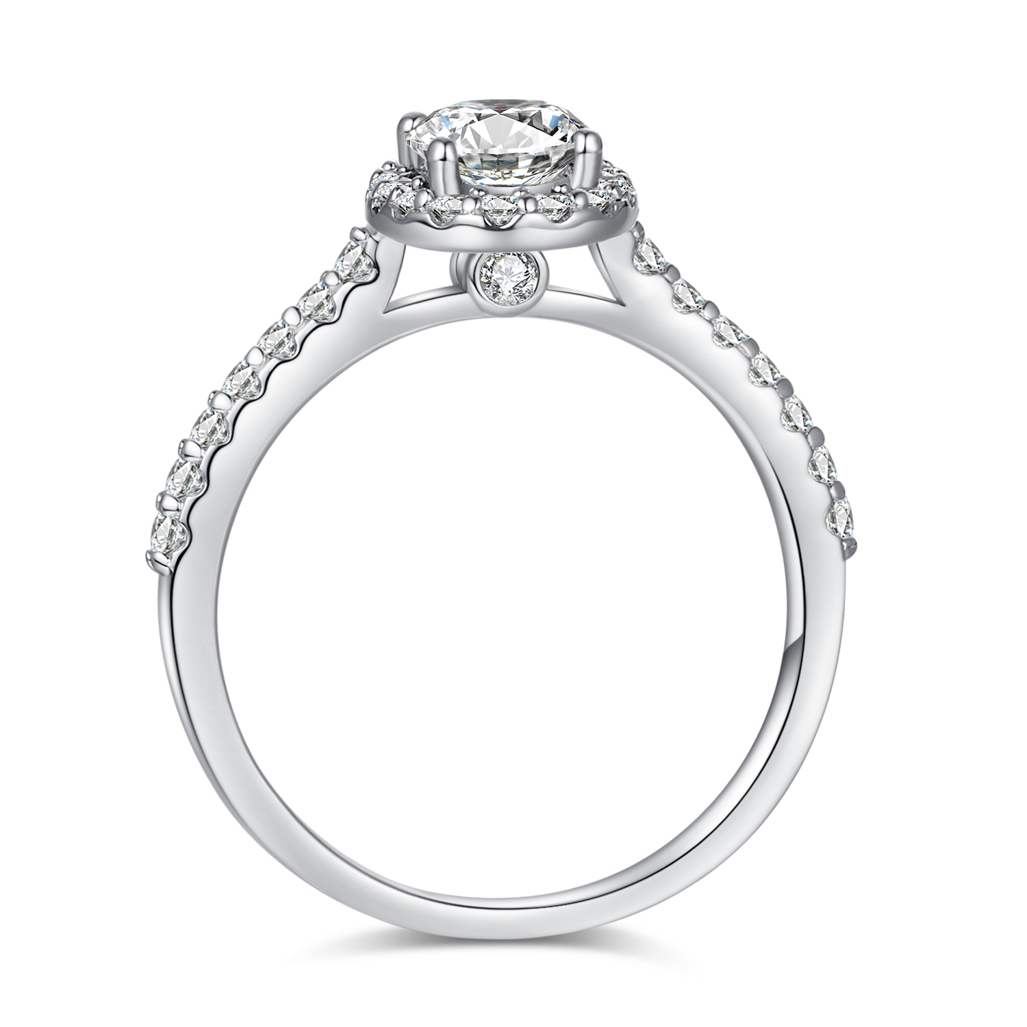 Cathedral Halo 1.0Carat Oval Moissanite Ring