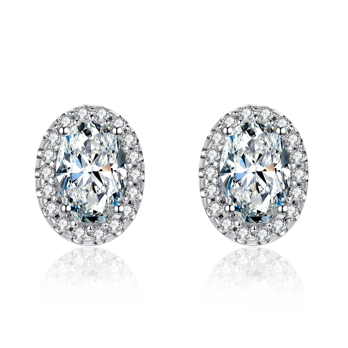 Halo 0.5Carat Oval Moissanite Studs