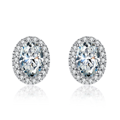 Halo 0.5Carat Oval Moissanite Studs