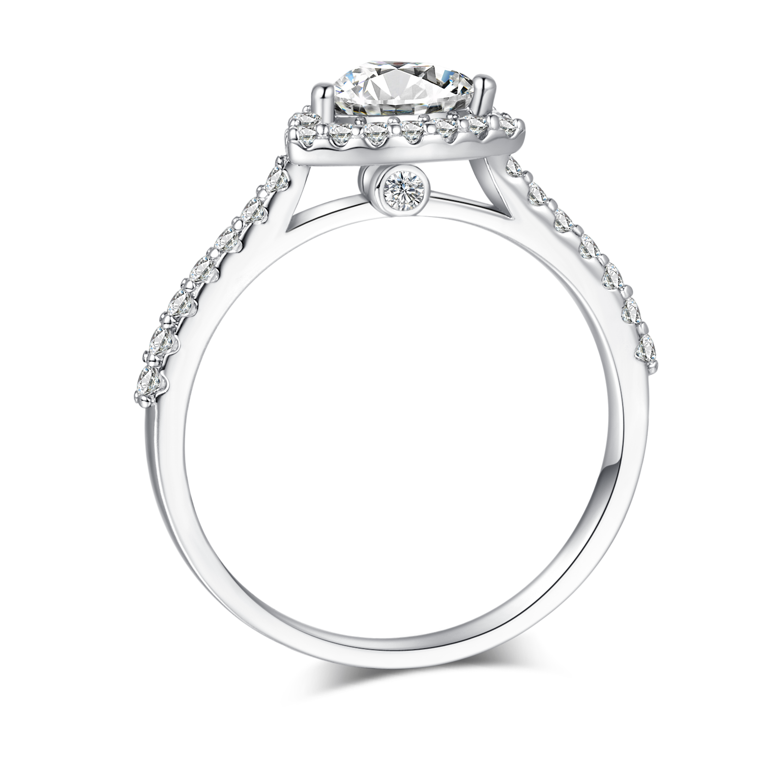 Cathedral Halo 1.0Carat Heart Shape Moissanite Ring