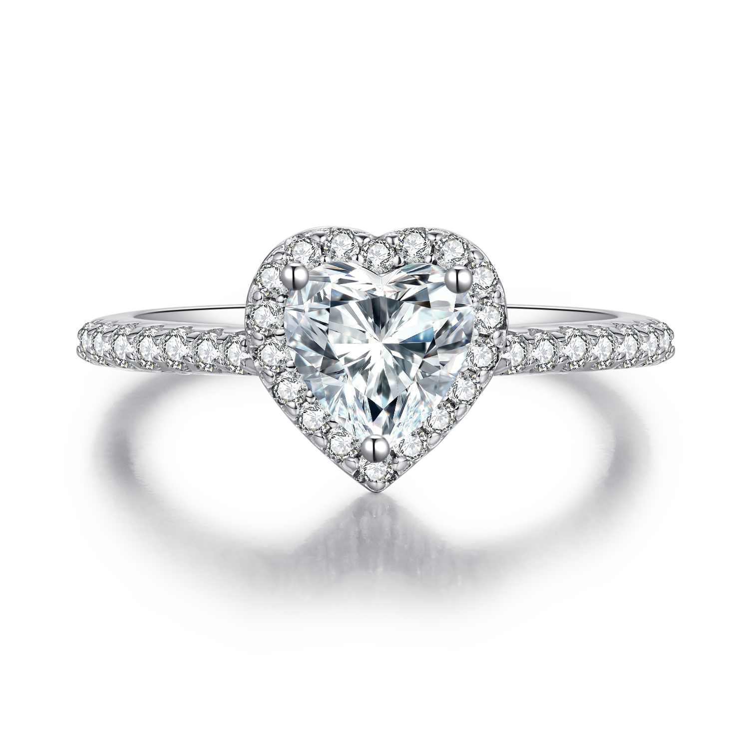 Cathedral Halo 1.0Carat Heart Shape Moissanite Ring