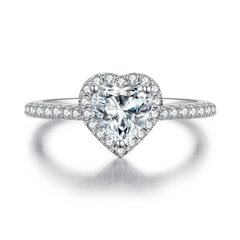 Cathedral Halo 1.0Carat Heart Shape Moissanite Ring