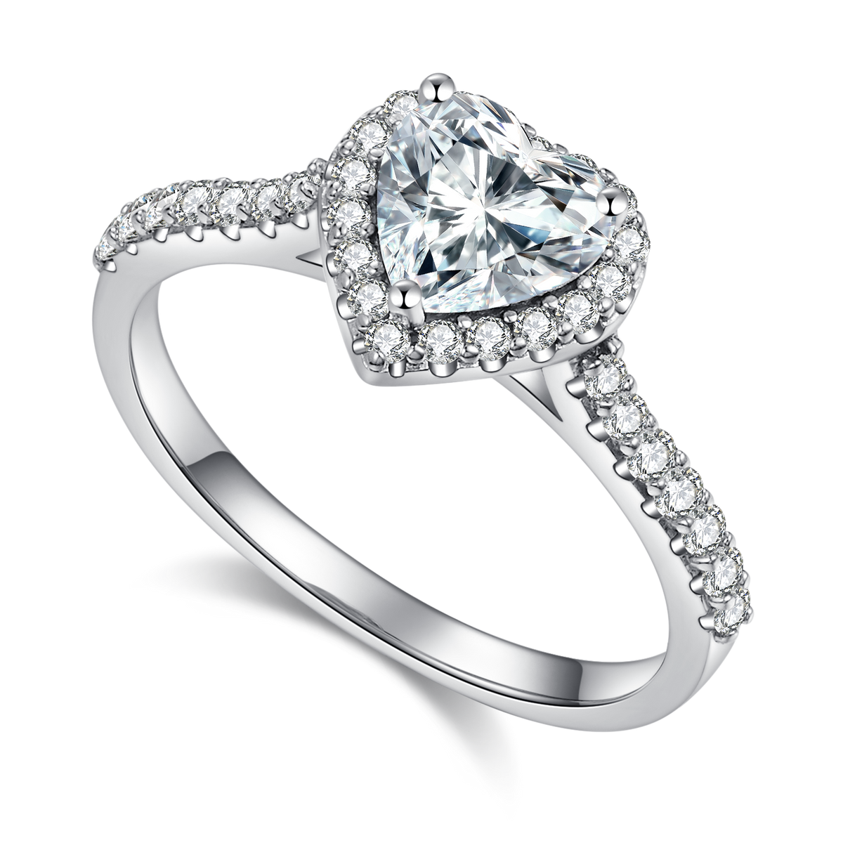 Cathedral Halo 1.0Carat Heart Shape Moissanite Ring