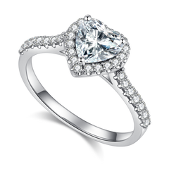 Cathedral Halo 1.0Carat Heart Shape Moissanite Ring