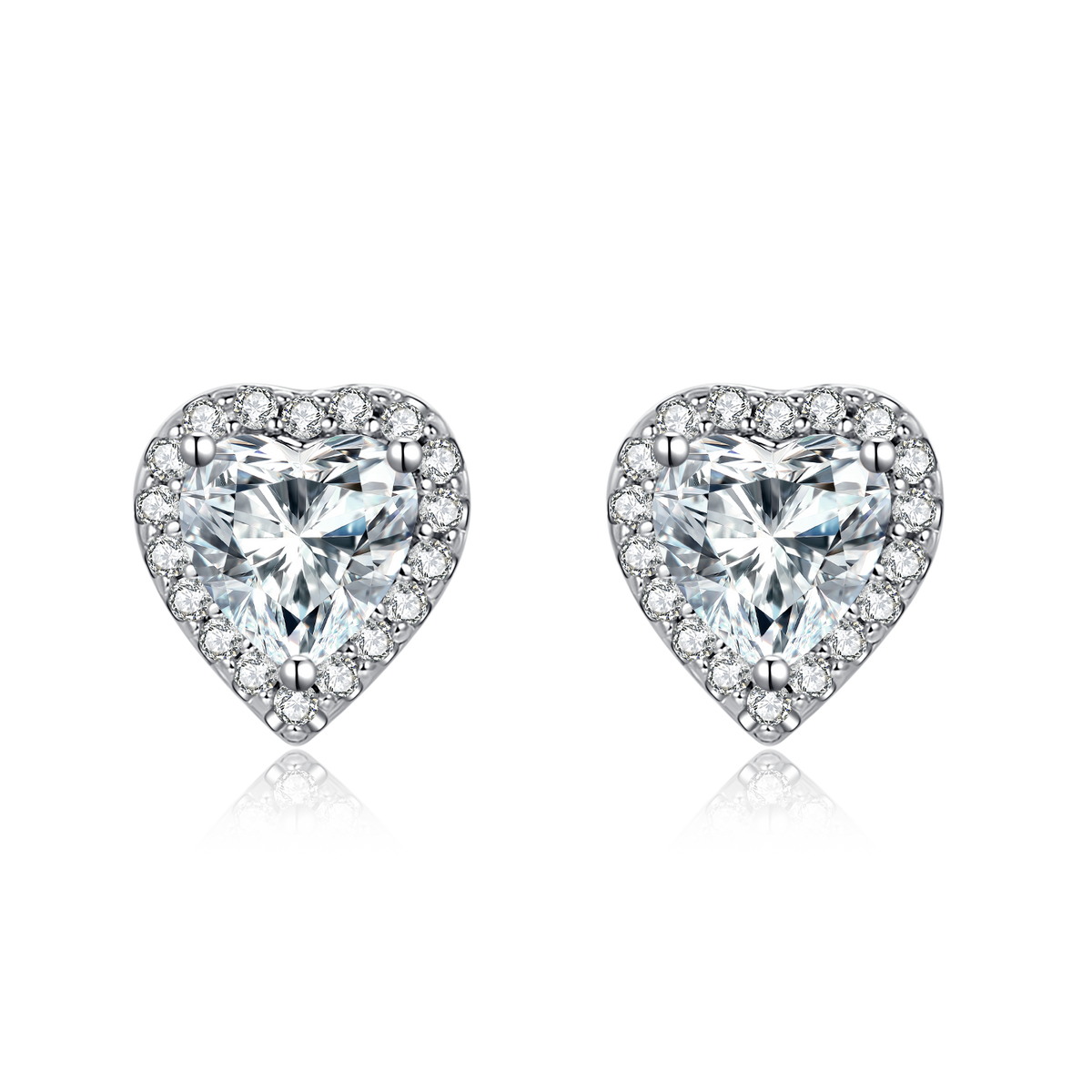 Halo 0.5Carat Heart Shape Moissanite Studs