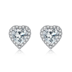 Halo 0.5Carat Heart Shape Moissanite Studs