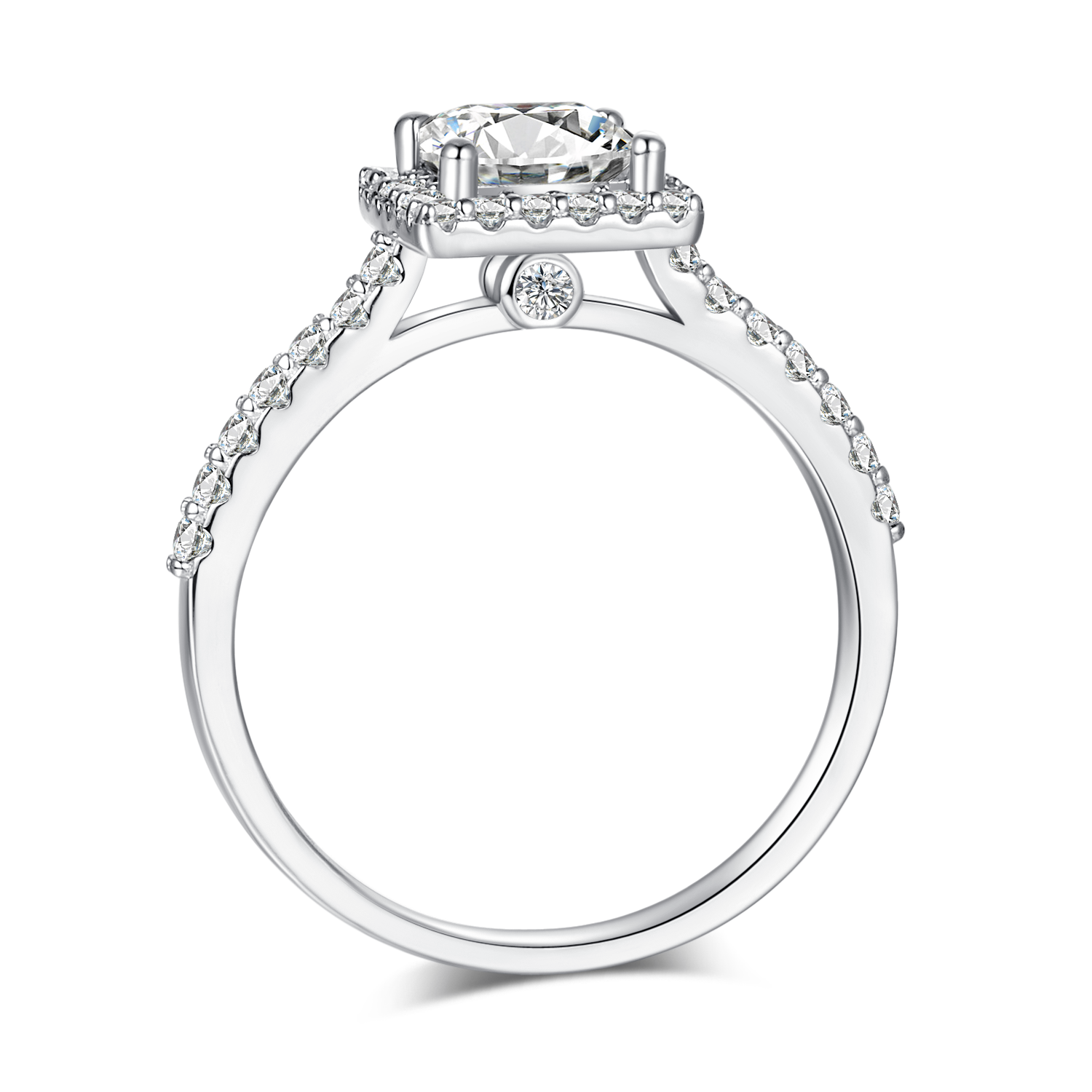 Cathedral Halo 1.0Carat Princess Cut Moissanite Ring