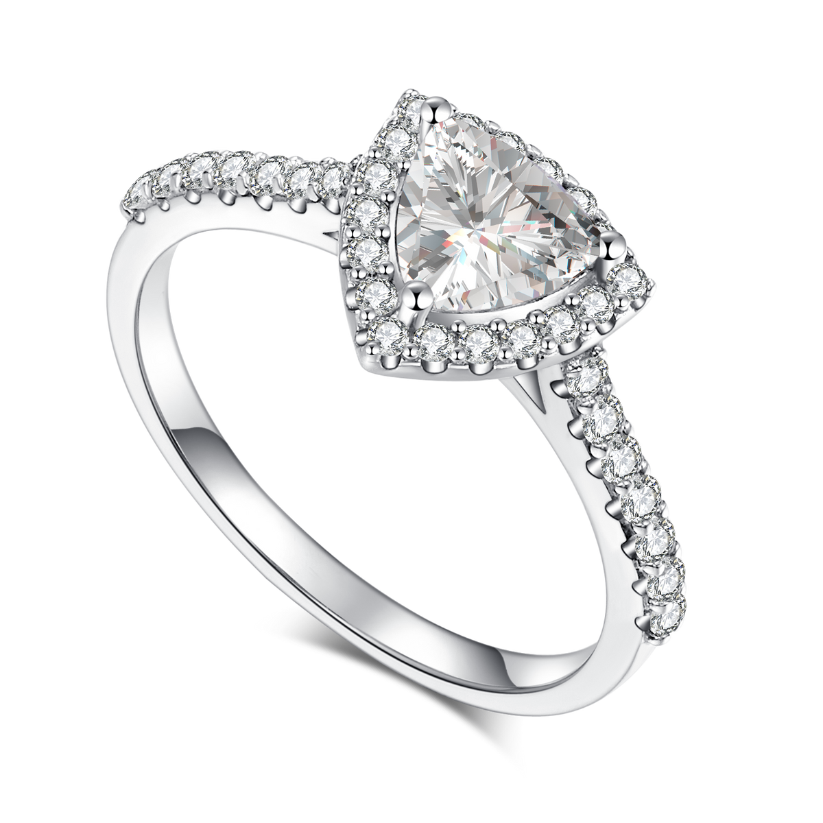 Cathedral Halo 1.0Carat Triangular Moissanite Ring