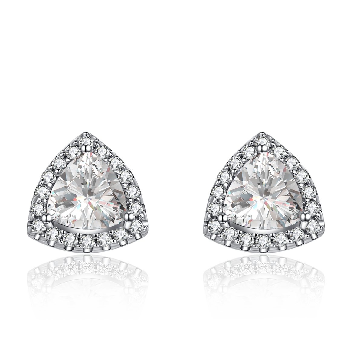 Halo 0.5Carat Triangle Moissanite Studs