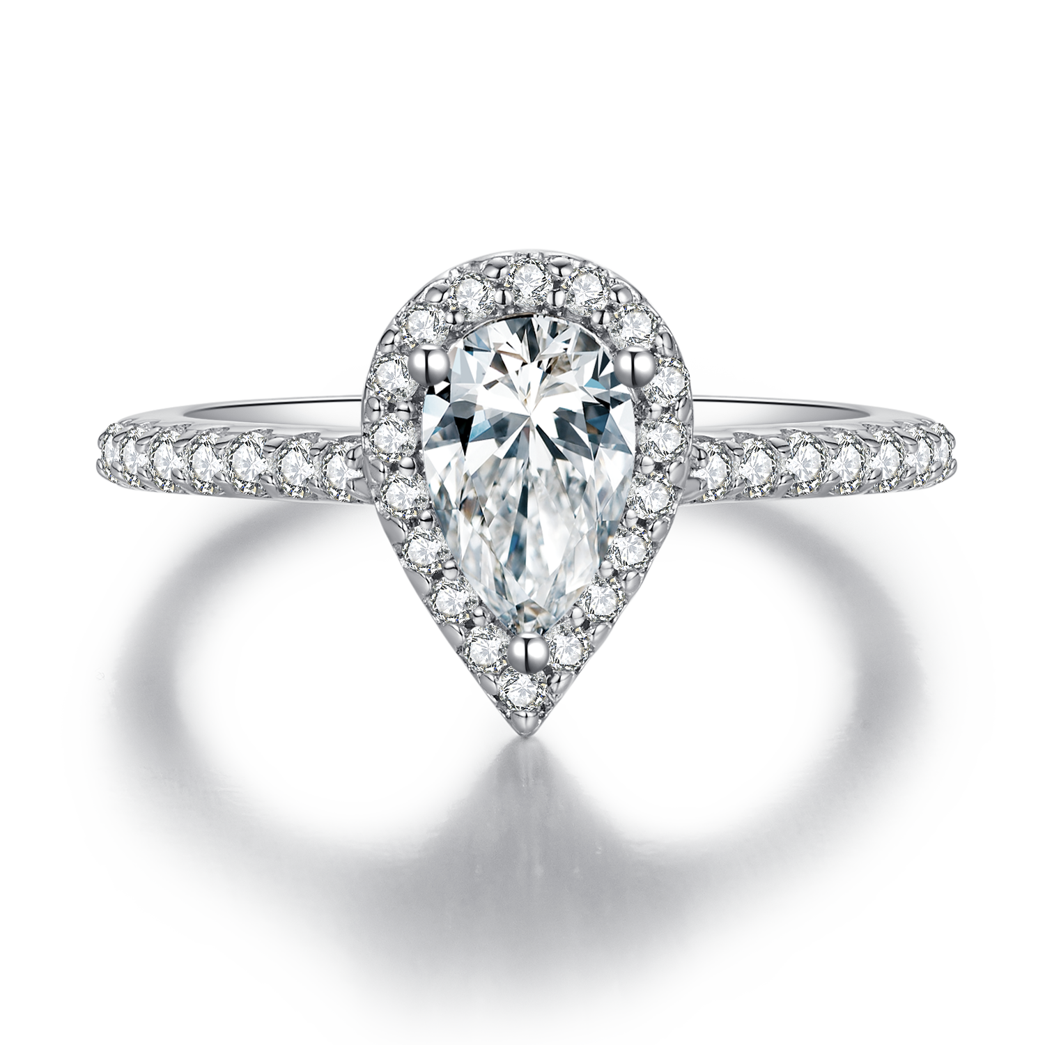 Cathedral Halo 1.0Carat Pear Drop Moissanite Ring