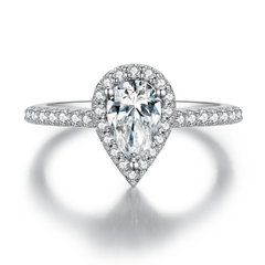 Cathedral Halo 1.0Carat Pear Drop Moissanite Ring