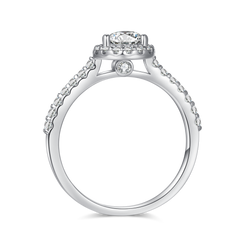 Cathedral Halo 1.0Carat Pear Drop Moissanite Ring