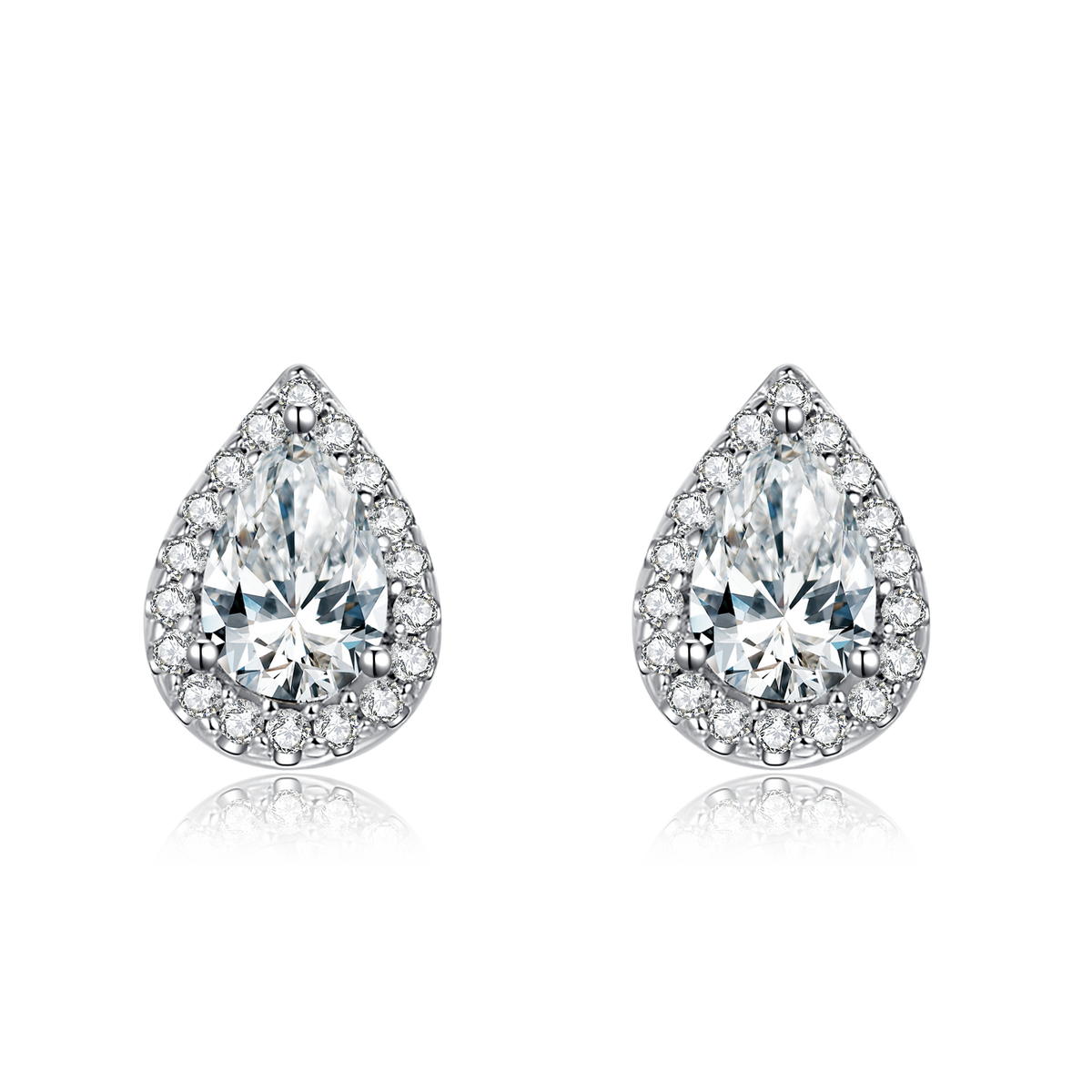 Halo 0.5Carat Pear Shape Moissanite Studs