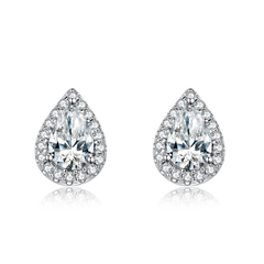 Halo 0.5Carat Pear Shape Moissanite Studs