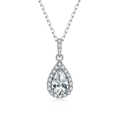 Halo 1.0Carat Pear Shape Moissanite Necklace