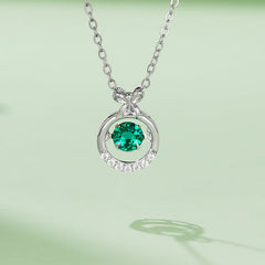 Round Bowknot with Green Zircon Necklace