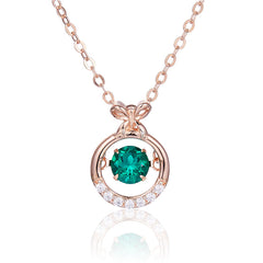 Round Green Zircon Round Shape Bow Necklace