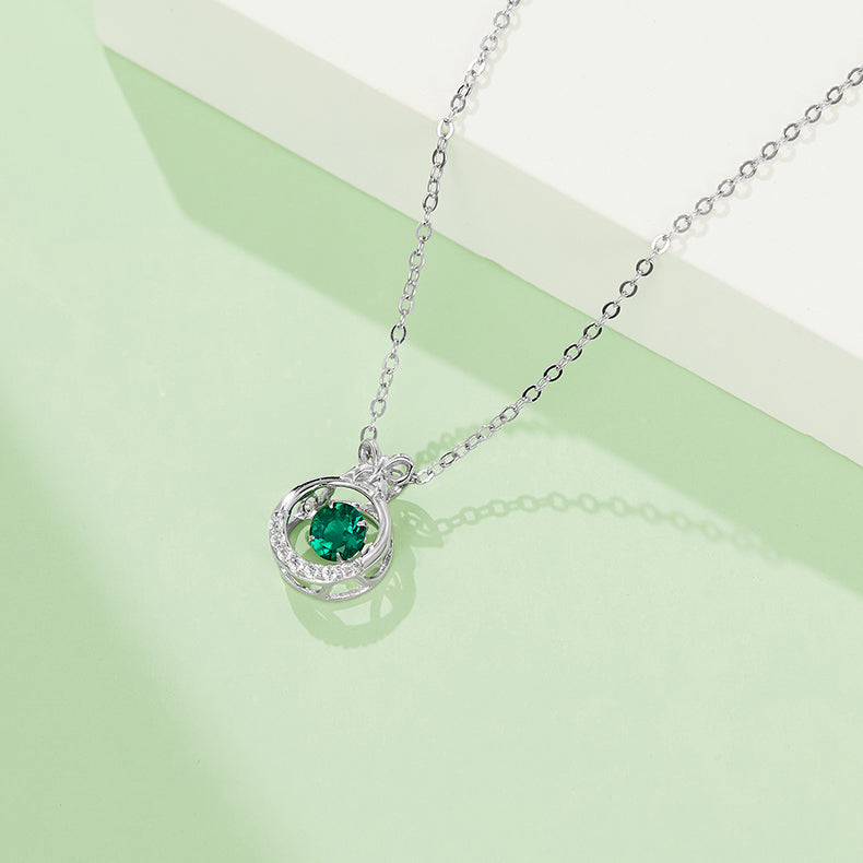 Round Bowknot with Green Zircon Necklace