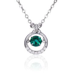 Round Bowknot with Green Zircon Necklace