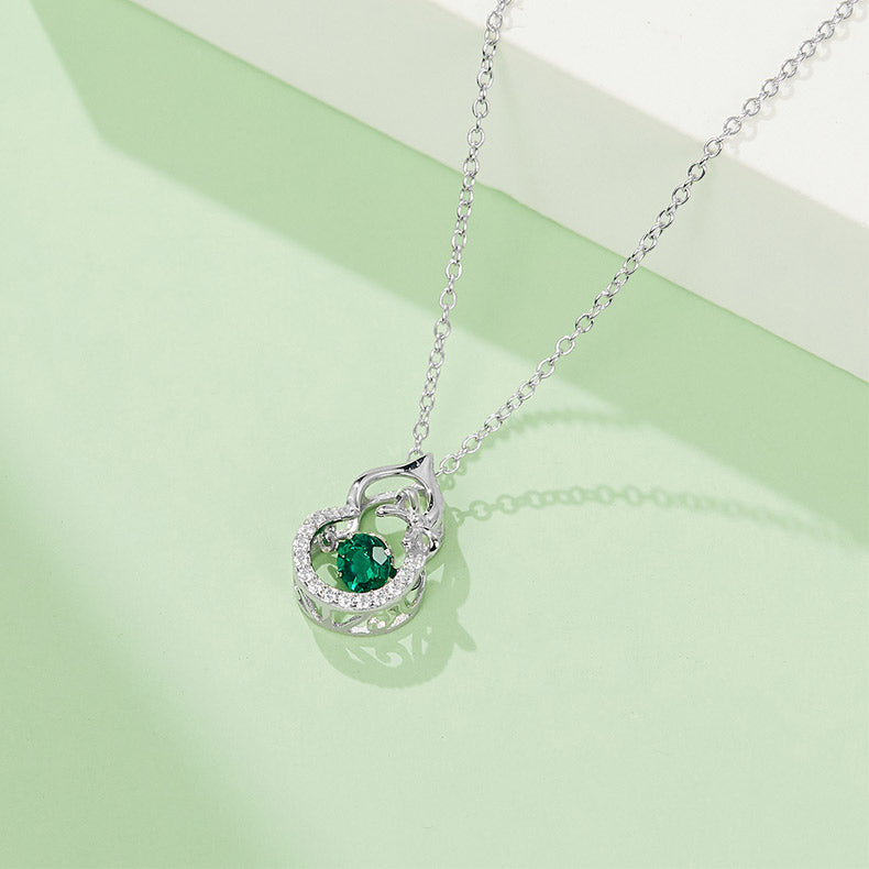 Small Gourd with Round Green Zircon Necklace