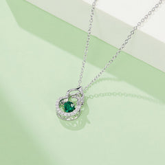 Small Gourd with Round Green Zircon Necklace