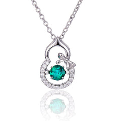 Small Gourd with Round Green Zircon Necklace