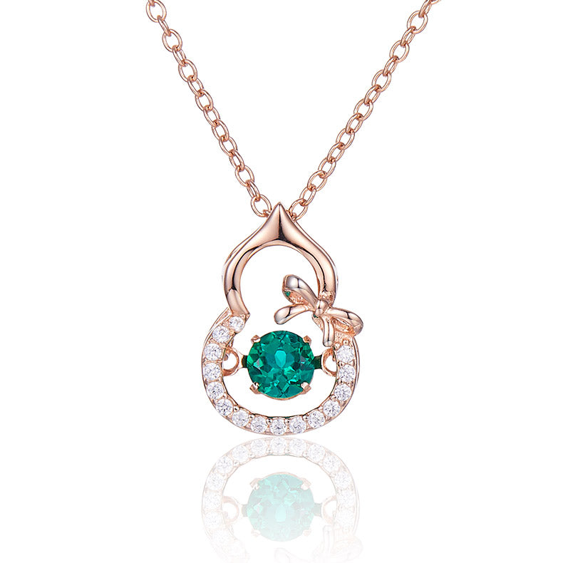 Round Green Zircon Small Gourd Necklace