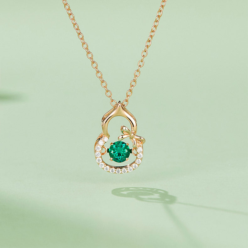 Round Green Zircon Small Gourd Necklace