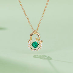 Round Green Zircon Small Gourd Necklace