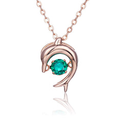 Round Green Zircon Dolphin Necklace