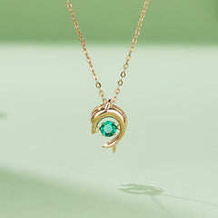 Round Green Zircon Dolphin Necklace