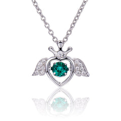 Little Wing with Round Green Zircon Necklace