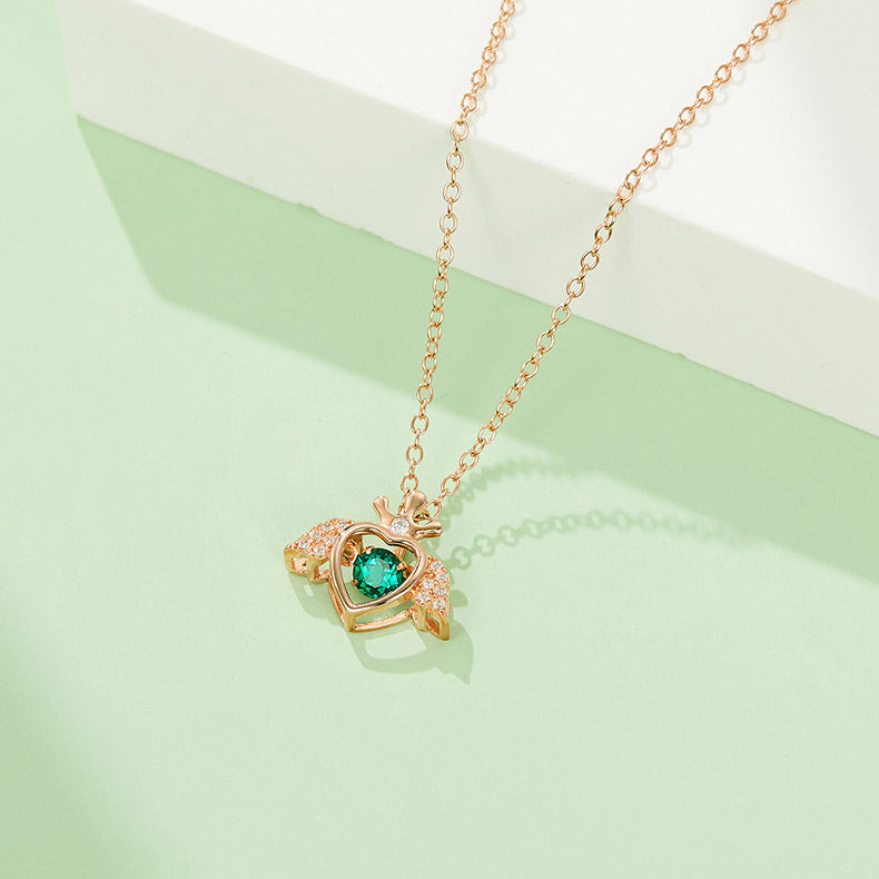 Round Green Zircon Little Wing Necklace