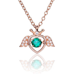 Round Green Zircon Little Wing Necklace