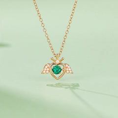 Round Green Zircon Little Wing Necklace