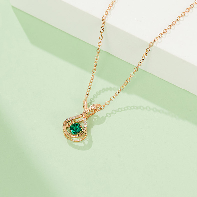 Round Green Zircon Mermaid Tail Necklace