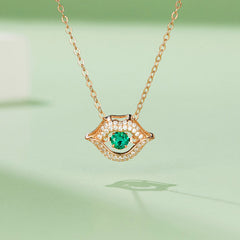 Round Green Zircon Mouth Shape Necklace