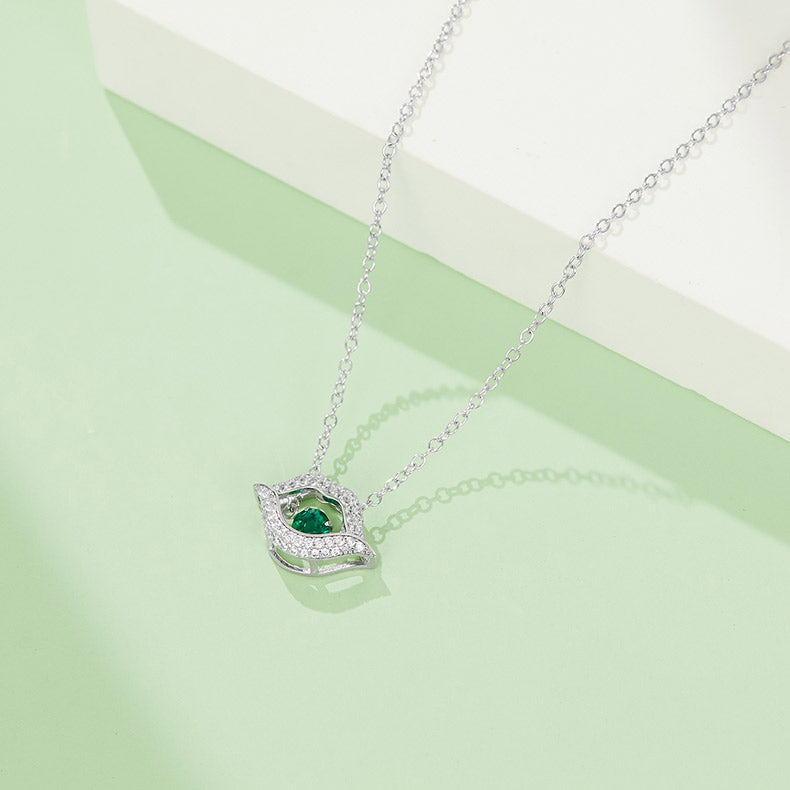 Zircon Mouth with Round Green Zircon Necklace