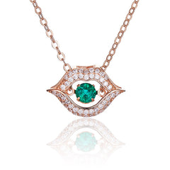 Round Green Zircon Mouth Shape Necklace