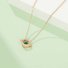 Round Green Zircon Mouth Shape Necklace